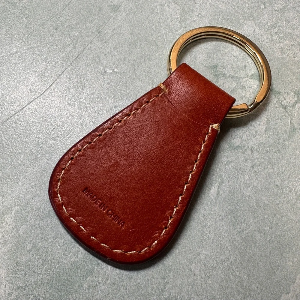 Dooney & Bourke Brown Leather Keychain with Silver Hardware